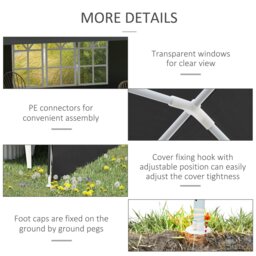 Rackhams 6m x 3m Garden Gazebo Marquee Canopy Party Tent Canopy Patio Dark Grey - thumbnail 4