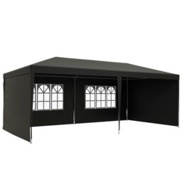 Rackhams 6m x 3m Garden Gazebo Marquee Canopy Party Tent Canopy Patio Dark Grey - thumbnail 2