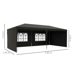 Rackhams 6m x 3m Garden Gazebo Marquee Canopy Party Tent Canopy Patio Dark Grey - thumbnail 5