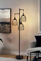 Rackhams Black Modern Industrial Style 3-head Floor Lamp with Irregular Shade - Black - One Size - thumbnail 3