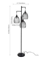 Rackhams Black Modern Industrial Style 3-head Floor Lamp with Irregular Shade - Black - One Size - thumbnail 4