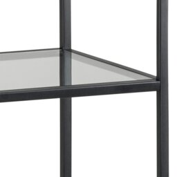 Rackhams Seaford Narrow Black Metal Bookcase with 3 Glass Shelves - 1 - Black - Wood - thumbnail 5