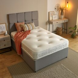 Rackhams Galaxy Hand-Tufted Hybrid Mattress - 20cm Deep, Quilted Soft Sleep Surface - White - 1 - 4ft Small Double Mattress (120cm x 190cm) - thumbnail 1