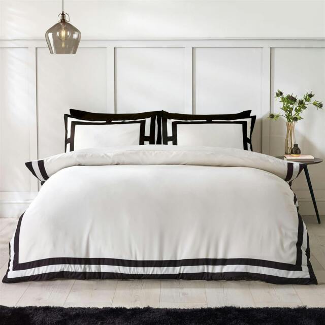 Rackhams So Soft Mono Panel Duvet Cover Set - Cream - Double - image 1