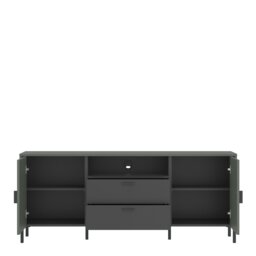 Rackhams Arundel TV Cabinet 2 Door 2 Drawer 158cm Wide in Green/Grey - 1 - thumbnail 2