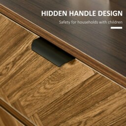 Rackhams Two-Drawer Herringbone Bedside Table Home Cabinet Bedroom Storage Brown - thumbnail 4
