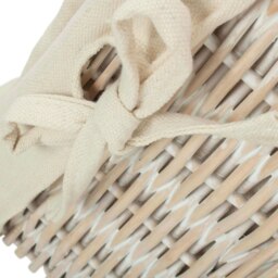 Rackhams Set of 2 White Wash Finish Cotton Lined Willow Basket - thumbnail 5