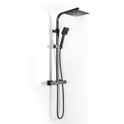 Rackhams 8 inch Rainfall Shower Head Brass Bathroom Shower Head Set - Black - thumbnail 3
