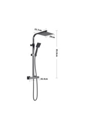 Rackhams 8 inch Rainfall Shower Head Brass Bathroom Shower Head Set - Black - thumbnail 6