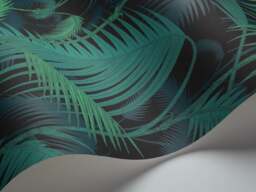 "Rackhams Palm Jungle Wallpaper Lampshade with Gold Lining - Ceiling Pendant / Arc Lamp - 45cm Diameter x 25cm Height / (18"" x 10"")" - thumbnail 6