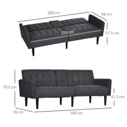 Rackhams Upholstered Sofa bed 3 Seater Home Theater with Storage - Grey - Polyester, Sponge, PP - 2 Seater - thumbnail 3