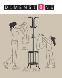Rackhams Elegant Freestanding Coat Stand with Umbrella Storage – Black - thumbnail 3