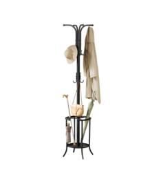 Rackhams Elegant Freestanding Coat Stand with Umbrella Storage – Black