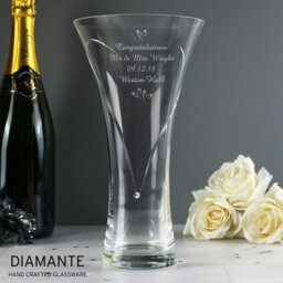 Rackhams Personalised Large Hand Cut Little Hearts Diamante Vase - thumbnail 4