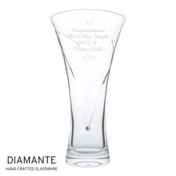 Rackhams Personalised Large Hand Cut Little Hearts Diamante Vase - thumbnail 2