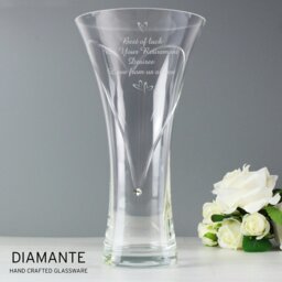 Rackhams Personalised Large Hand Cut Little Hearts Diamante Vase - thumbnail 1