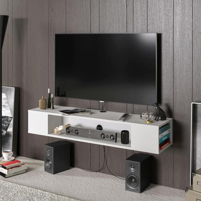 "Rackhams Peti Modern Tv Stand TV Cabinet for TV's up to 61"" - White" - image 1