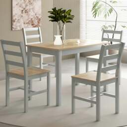 Rackhams Wooden Dining Table Set 2 or 4 Chairs Various Colours Kitchen Dining Furniture - Table + 4 Chairs - Grey - thumbnail 6