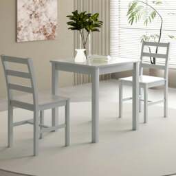 Rackhams Wooden Dining Table Set 2 or 4 Chairs Various Colours Kitchen Dining Furniture - Table + 4 Chairs - Grey - thumbnail 2