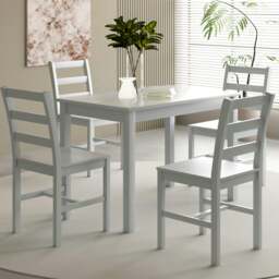 Rackhams Wooden Dining Table Set 2 or 4 Chairs Various Colours Kitchen Dining Furniture - Table + 4 Chairs - Grey