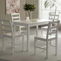 Rackhams Wooden Dining Table Set 2 or 4 Chairs Various Colours Kitchen Dining Furniture - Table + 4 Chairs - Grey - thumbnail 4