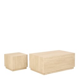 Rackhams Dice Square and Rectangular Coffee Table Set of 2 in Travertine Rough Paper Effect - Natural - Cream - 42 - thumbnail 1
