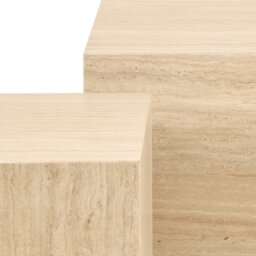 Rackhams Dice Square and Rectangular Coffee Table Set of 2 in Travertine Rough Paper Effect - Natural - Cream - 42 - thumbnail 6