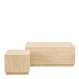 Rackhams Dice Square and Rectangular Coffee Table Set of 2 in Travertine Rough Paper Effect - Natural - Cream - 42 - thumbnail 2