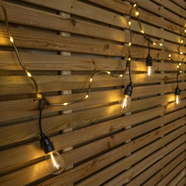 Rackhams 9.5m Set of 20 Connectable Festoon Drop Lights with LED Cable in Warm White - image 1
