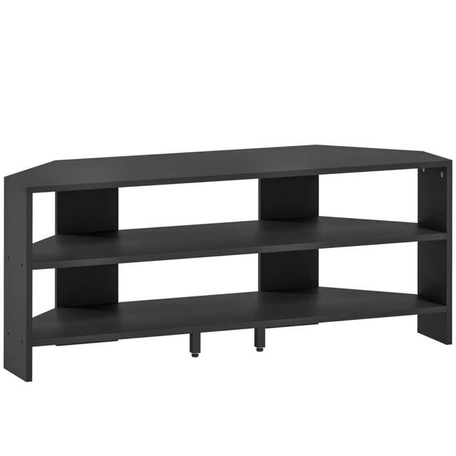 Rackhams Corner TV Stand with 2 Open Shelves for 47 Inch TV - Black