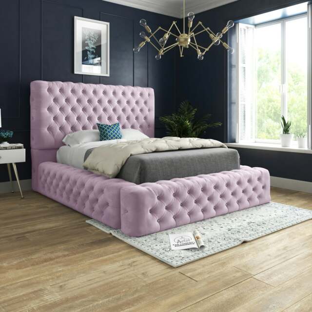Rackhams Grand Milan Pleated Upholstery Bed Frame - Pink - Pink - Small single - image 1