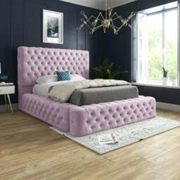 Rackhams Grand Milan Pleated Upholstery Bed Frame - Pink - Pink - Small single - thumbnail 1