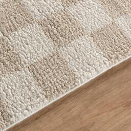 Rackhams Fossay Shag-Washable Beige High Pile Checkered Rug - 200 x 275 cm - thumbnail 3