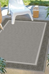 Rackhams Denver Grey Bordered Indoor & Outdoor Rug - 80X200 cm - thumbnail 6