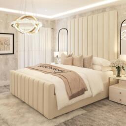 "Rackhams Kensington Luxury Panelled 70"" Bed Frame Only - King - Cream" - thumbnail 1