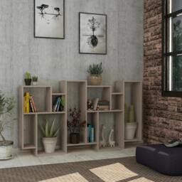 Rackhams Karmato Modern Bookcase Display Unit with 10 Compartments 168.5cm Tall - Anthracite Grey - thumbnail 4