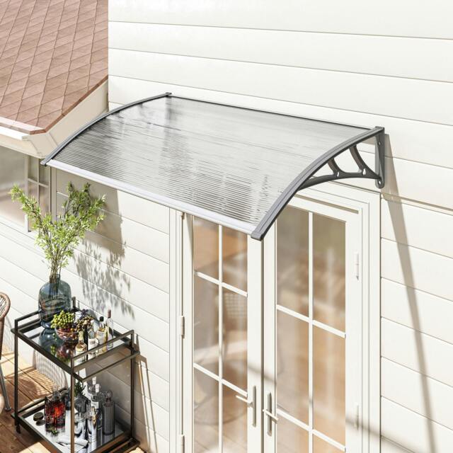 Rackhams Door Canopy Outdoor Awning Rain Shelter for Window Porch, Grey - image 1