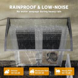 Rackhams Door Canopy Outdoor Awning Rain Shelter for Window Porch, Grey - thumbnail 5