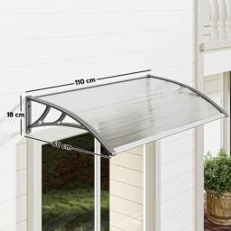 Rackhams Door Canopy Outdoor Awning Rain Shelter for Window Porch, Grey - thumbnail 3