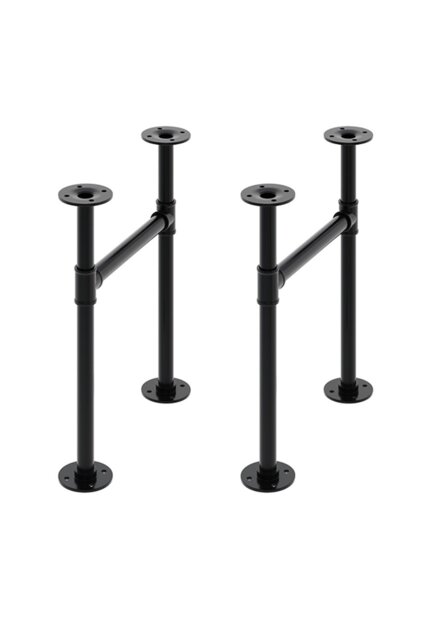 Rackhams 40cm/15.75 inch 2Pcs Black H-shaped Metal Table Legs Furniture Replacement Legs for Coffee Table - Black - image 1