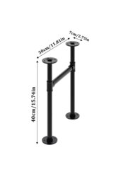 Rackhams 40cm/15.75 inch 2Pcs Black H-shaped Metal Table Legs Furniture Replacement Legs for Coffee Table - Black - thumbnail 4