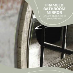 Rackhams Round Mirror for Wall Makeup Mirror with Shelf Grey Wood Effect - thumbnail 5
