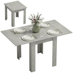 Rackhams Folding Dining Table for 4-6, Drop Leaf Table for Small Spaces, Grey - thumbnail 2