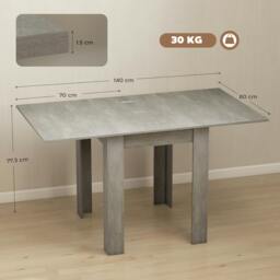 Rackhams Folding Dining Table for 4-6, Drop Leaf Table for Small Spaces, Grey - thumbnail 3
