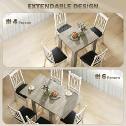 Rackhams Folding Dining Table for 4-6, Drop Leaf Table for Small Spaces, Grey - thumbnail 4