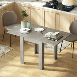 Rackhams Folding Dining Table for 4-6, Drop Leaf Table for Small Spaces, Grey