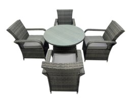 Rackhams Rattan Garden Furniture Dining Set Table And Chairs Wicker Patio Outdoor 4 chairs plus medium round table - thumbnail 4