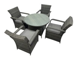 Rackhams Rattan Garden Furniture Dining Set Table And Chairs Wicker Patio Outdoor 4 chairs plus medium round table - thumbnail 3
