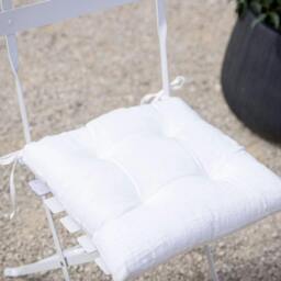 Rackhams Linen Seat Pad Cushion - Navy - Linen - h7.5 x w35 x d35cm - thumbnail 2