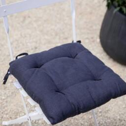 Rackhams Linen Seat Pad Cushion - Navy - Linen - h7.5 x w35 x d35cm